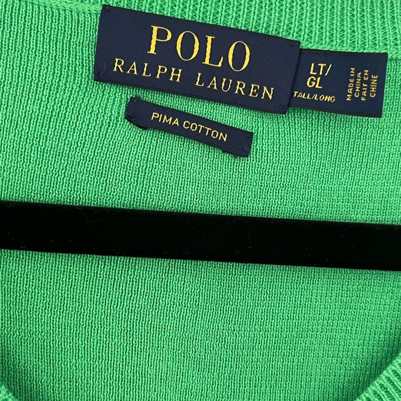 Polo Ralph Lauren Green Sweater Vest Pima Cotton TALL size LT Large Preppy Golf - Picture 3 of 4